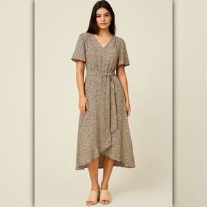 A427 • Leopard Print Midi Dress with Tie Waist